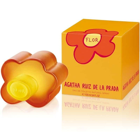 perfume flor de agatha ruiz de la prada para mujer frasco de 100ml con aroma floral fresco y diseño colorido característico
