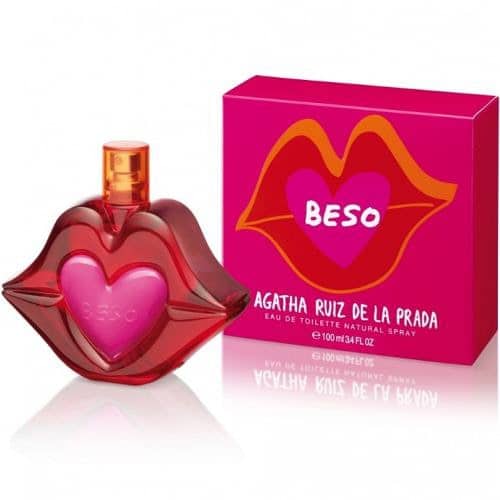 fragancia femenina beso agatha ruiz de la prada eau de toilette 100ml con diseño colorido y esencia floral frutal
