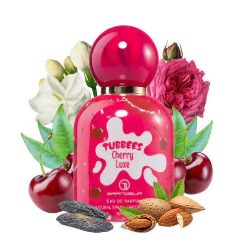 Fragancia femenina Tubbees Cherry Luxe con notas de cereza negra almendra y vainilla