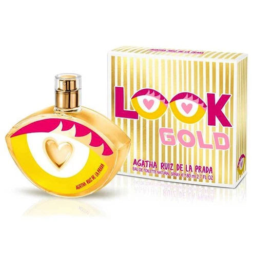Fragancia Look Gold Agatha Ruiz de la Prada mujer 80 ml Eau de Toilette con esencia de bergamota jazmín y almizcle perfecta para quienes buscan un aroma fresco y femenino

