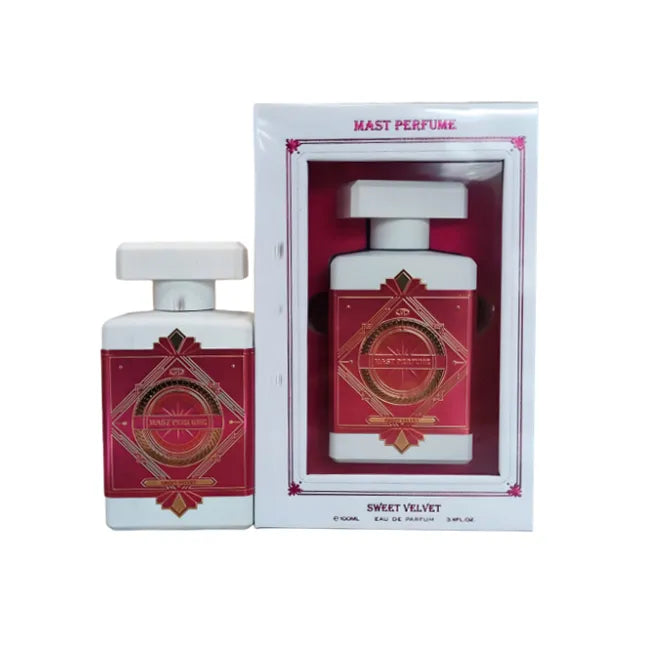 Fragancia femenina Sweet Velvet con notas de vainilla caramelo y sándalo