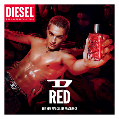 imagen del perfume diesel d red eau de parfum proyectando energía fuerza y elegancia en su presentación