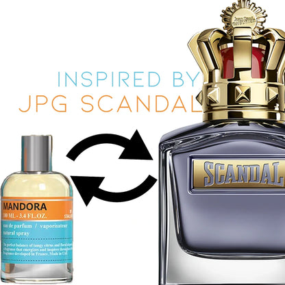 foto del perfume amaderado mandora by stallion 53 emper con reflejos metálicos y diseño sofisticado para hombre