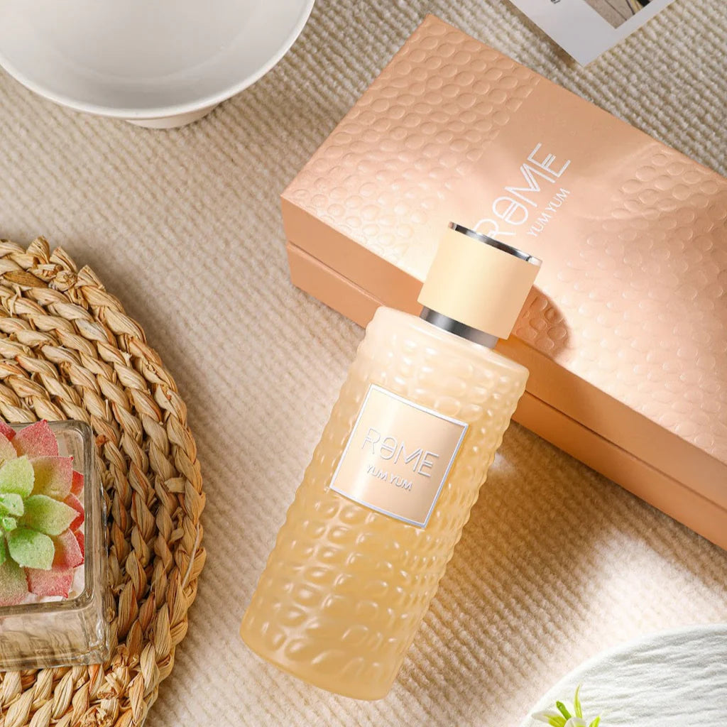 fragancia rome yum yum bharara mast edp 100ml para hombres y mujeres familia olfativa gourmand floral afrutada en presentación exclusiva