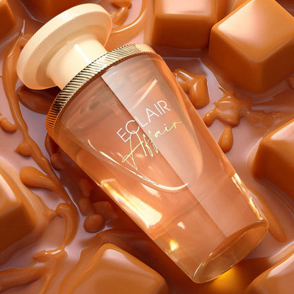 Caja del perfume Éclair Affair French Avenue 100 ml fragrance world con diseño dorado y logotipo destacado de la marca