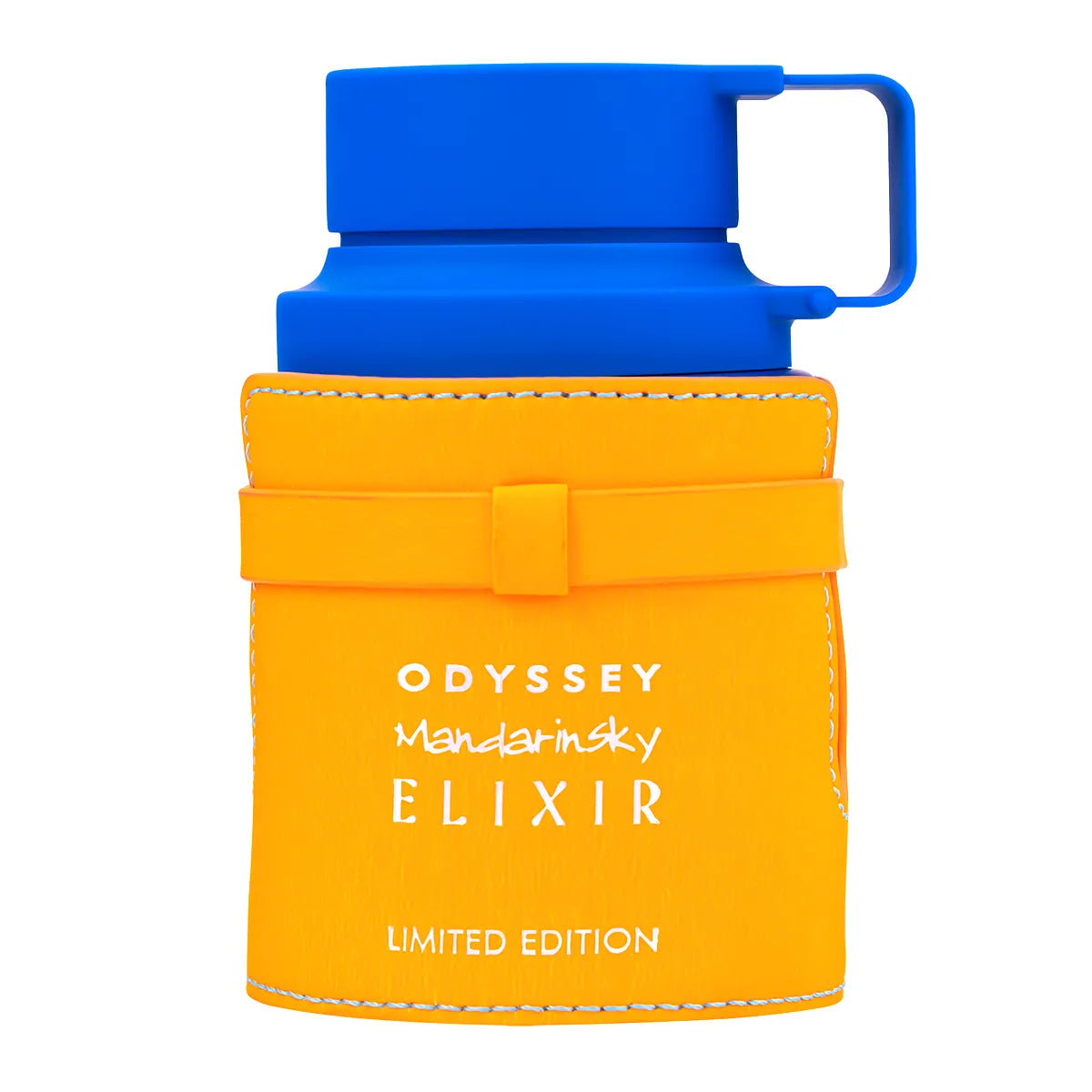 Frasco de Armaf Odyssey Mandarin Sky Elixir EDP 100ml, perfume unisex de edición limitada con diseño elegante y aroma dulce especiado