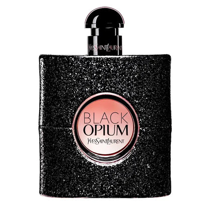 Frasco de Black Opium Yves Saint Laurent EDP 90 ml, perfume femenino con café y vainilla.