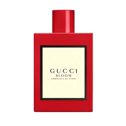 Frasco de Gucci Bloom Ambrosia di Fiori EDP Intense 100 ml, perfume floral para mujer