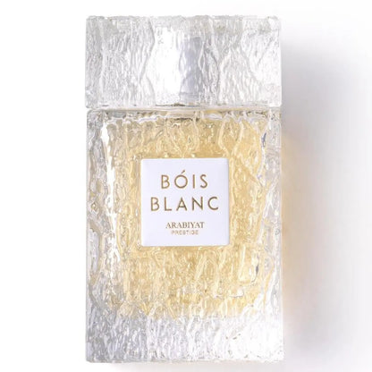 Frasco de Arabiyat Prestige Bóis Blanc EDP 100 ml, perfume ambarado unisex