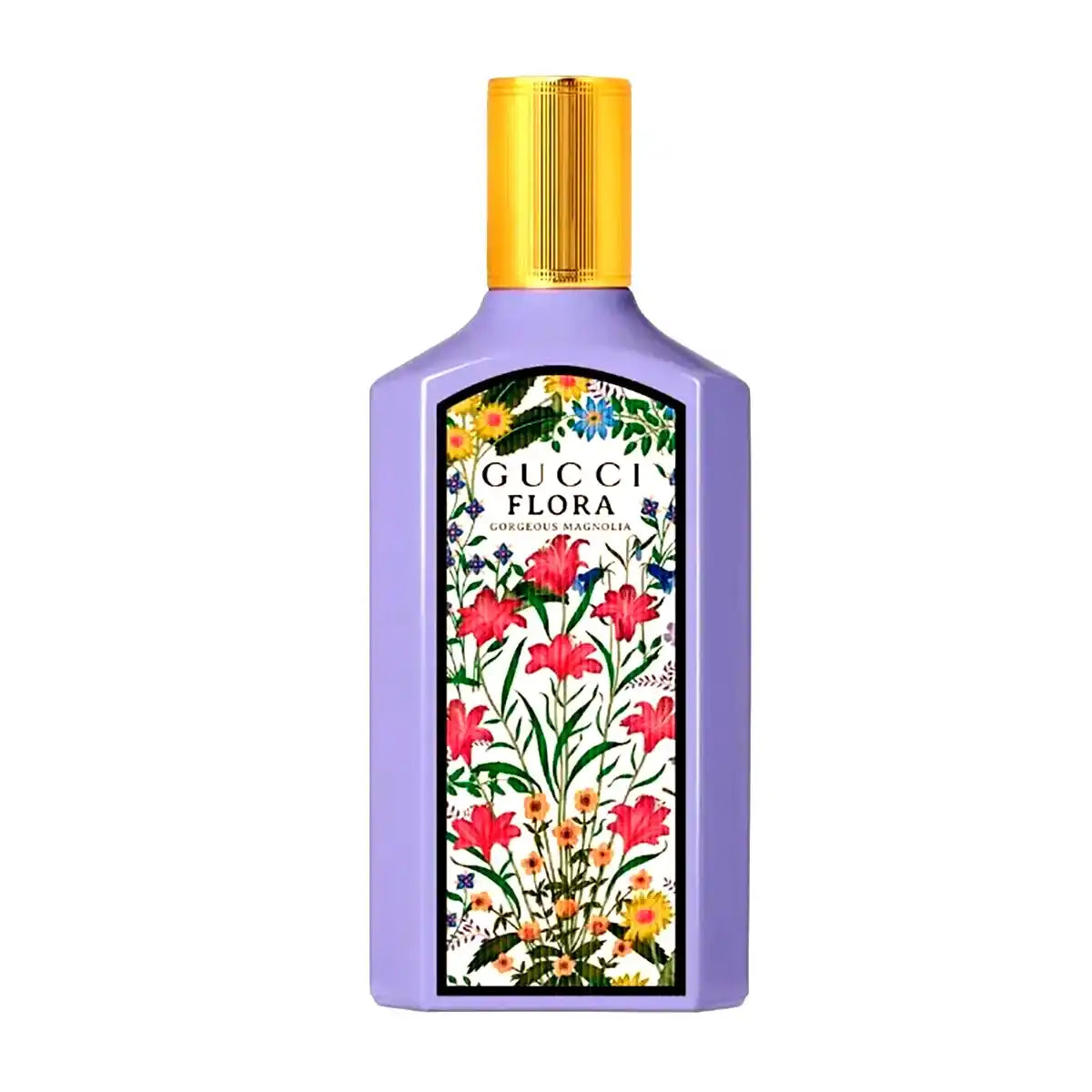 Frasco de Gucci Flora Gorgeous Magnolia EDP 100 ml, perfume floral para mujer