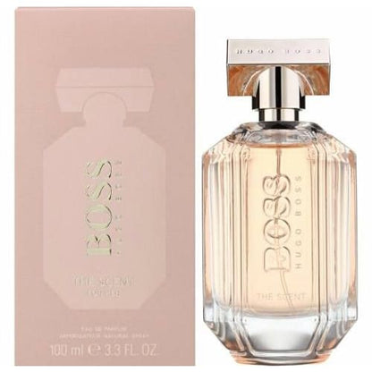 Frasco de Hugo Boss The Scent For Her EDP 100ml, perfume femenino de diseño elegante con aroma dulce, floral y afrutado