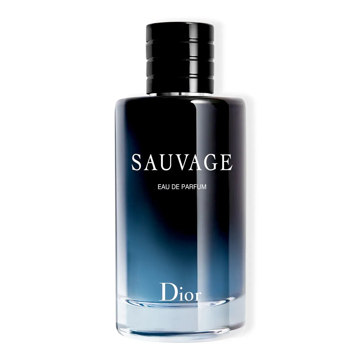 Frasco de cristal degrada azul noche a negro del perfume para hombre Dior Sauvage 100ml