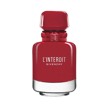 Frasco monocromático rojo opaco de lujo del perfume Givenchy L'Interdit Rouge Ultime