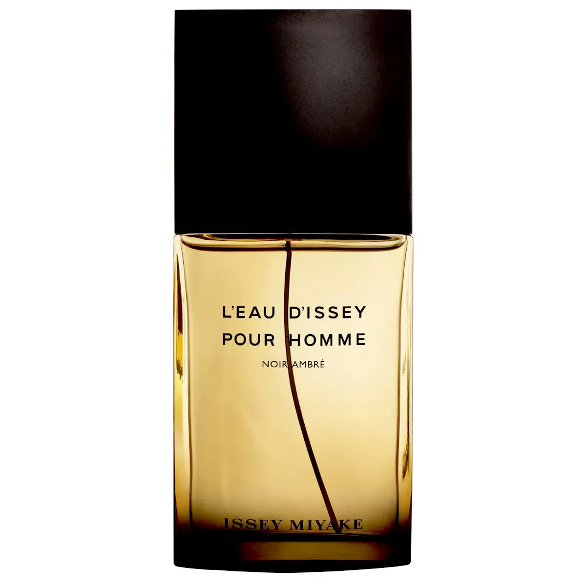 Frasco de cristal arquitectónico en tono ámbar oscuro del perfume Issey Miyake Noir Ambré