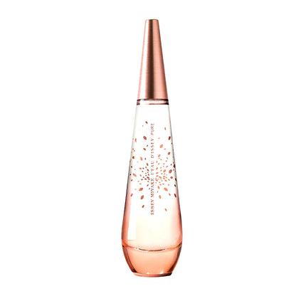 Frasco de cristal transparente en forma de gota con detalles tono cobre del perfume Issey Miyake Pétale de Nectar