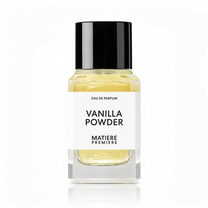 Frasco minimalista del perfume nicho Matiere Premiere Vanilla Powder EDP