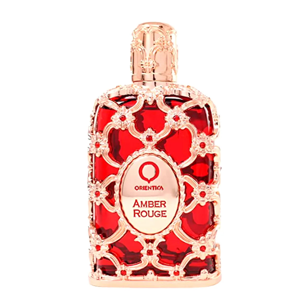 Frasco de diseño rojo y dorado de lujo del perfume árabe Orientica Amber Rouge 80ml