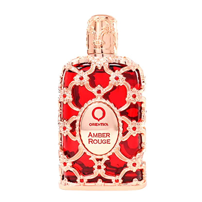 Frasco de diseño rojo y dorado de lujo del perfume árabe Orientica Amber Rouge 80ml