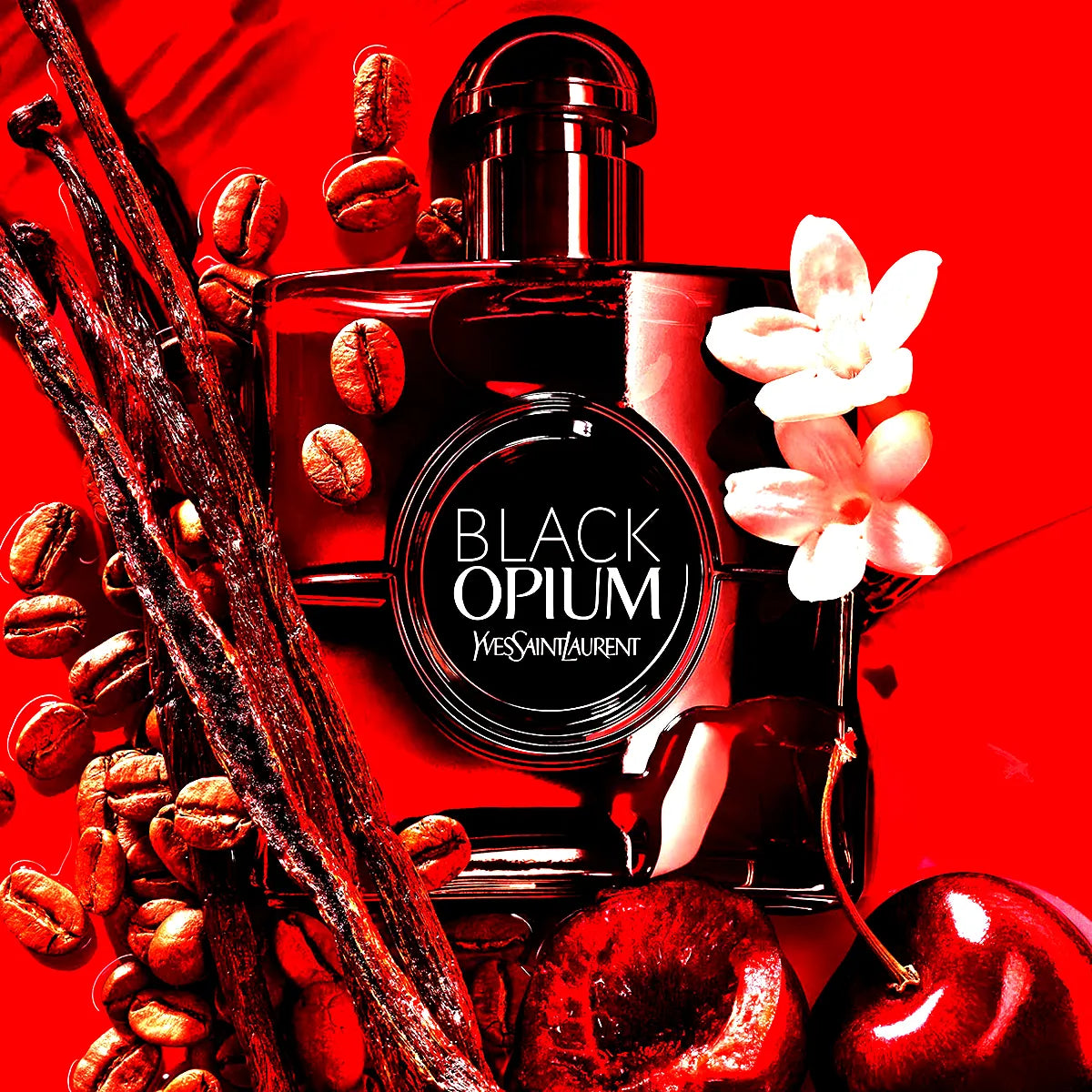 Frasco del perfume YSL Black Opium Over Red Eau de Parfum