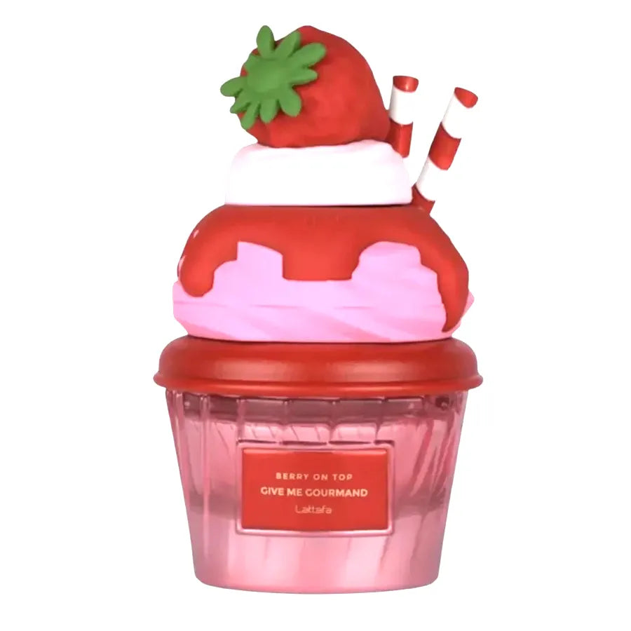 Frasco del perfume Lattafa Berry On Top con diseño atractivo