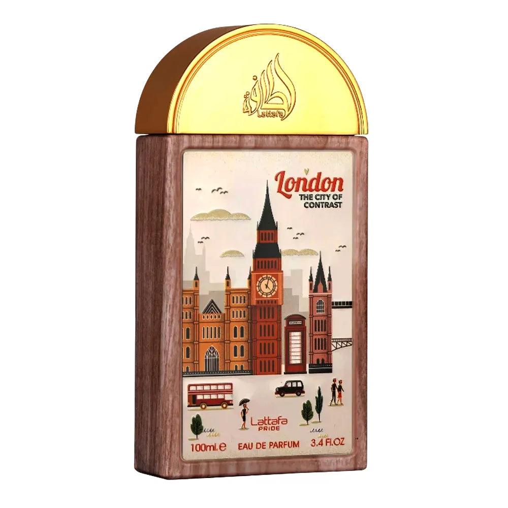 Frasco del perfume Lattafa Pride London The City of Contrast EDP