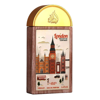 Frasco del perfume Lattafa Pride London The City of Contrast EDP