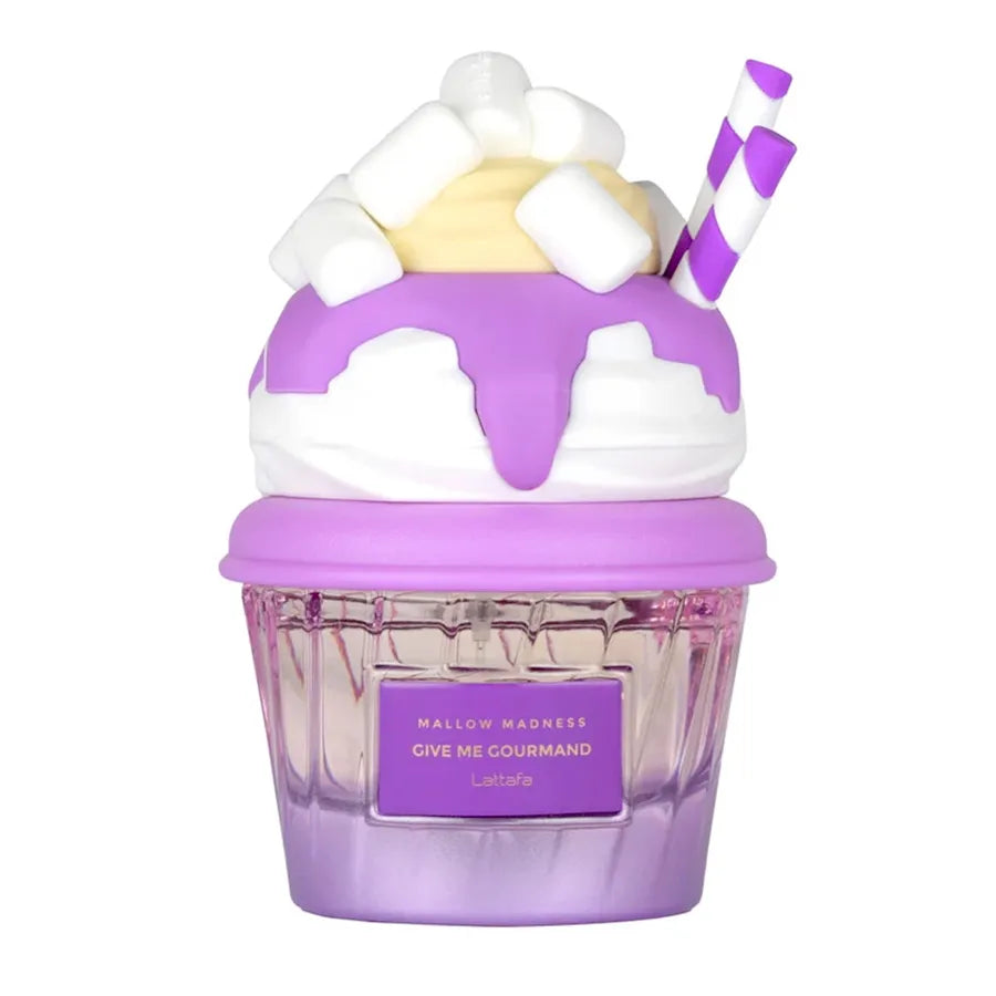 Caja original del perfume Lattafa Mallow Madness con acabado elegante