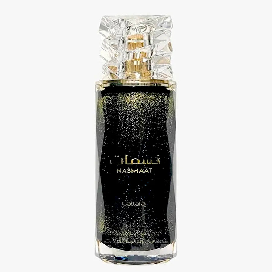 Frasco del perfume Lattafa Nasmaat diseño elegante oriental