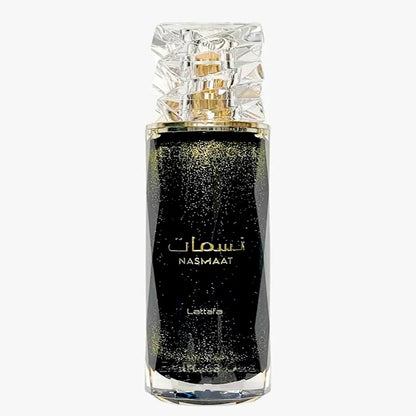 Frasco del perfume Lattafa Nasmaat diseño elegante oriental
