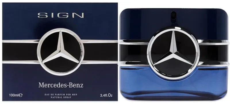 detalle del frasco sign mercedes benz 100ml para hombre con tapa metálica y logotipo distintivo