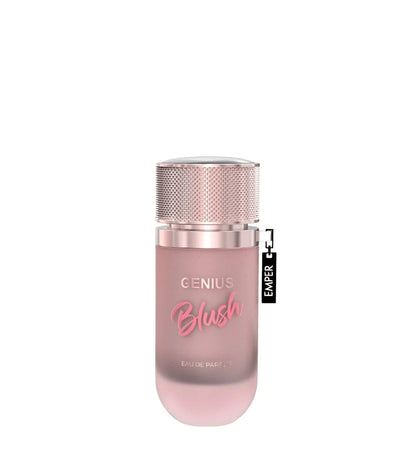 Fragancia femenina Emper Genius Blush aroma floral frutal en frasco moderno color rosa pastel