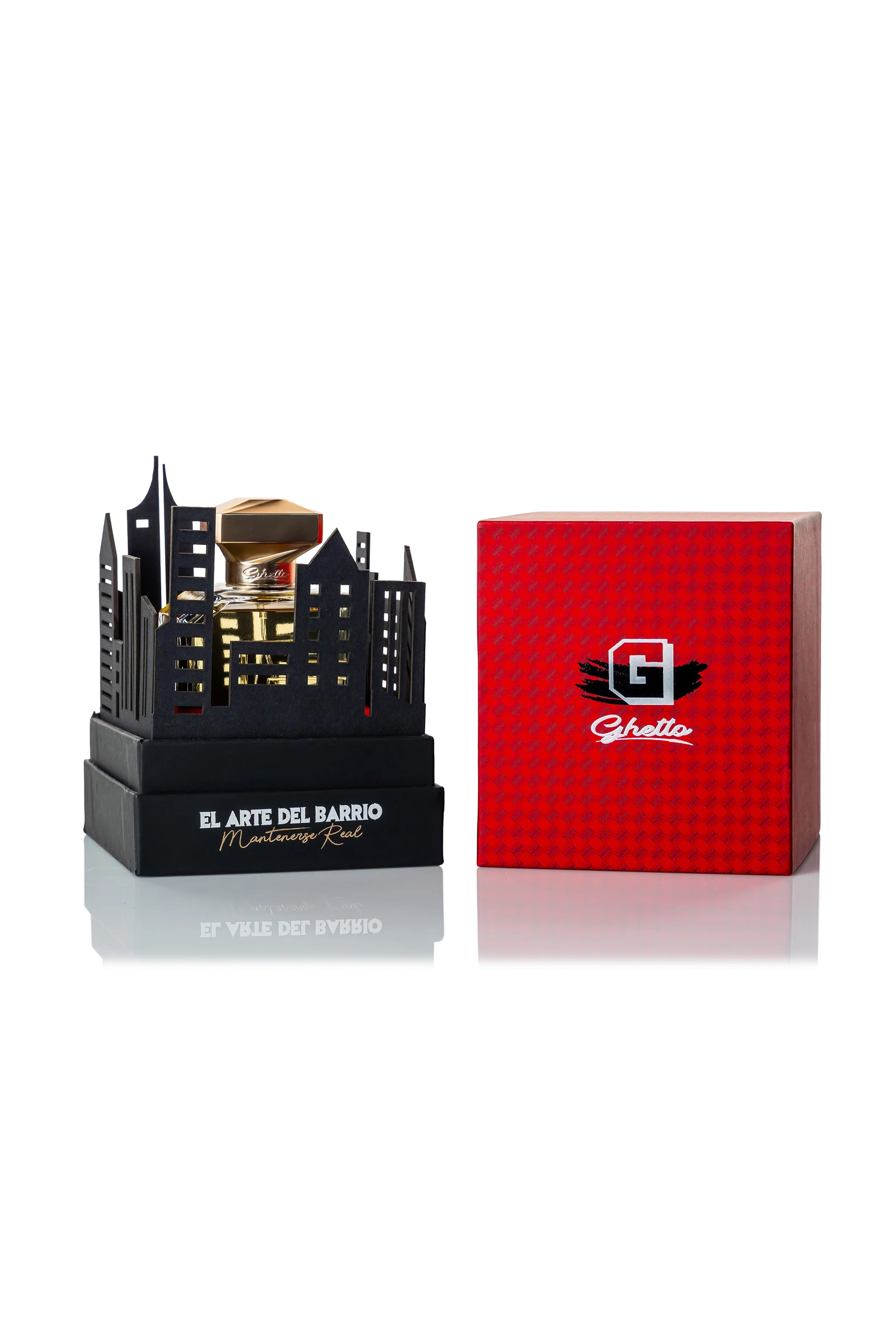 Vista lateral del perfume Ghetto de Ryan Castro 75ml