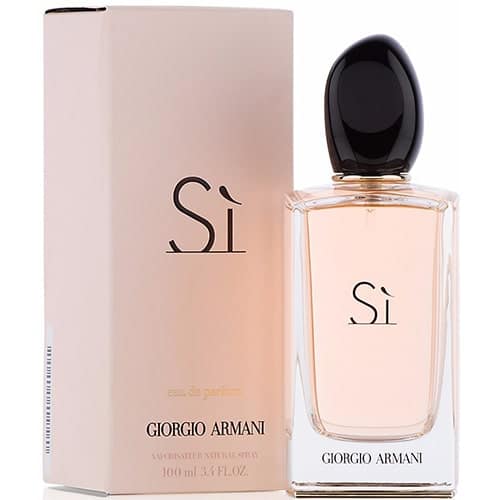 Giorgio Armani Si perfume femenino 100ml EDP con sofisticadas notas de rosa blanca y madera de pachulí

