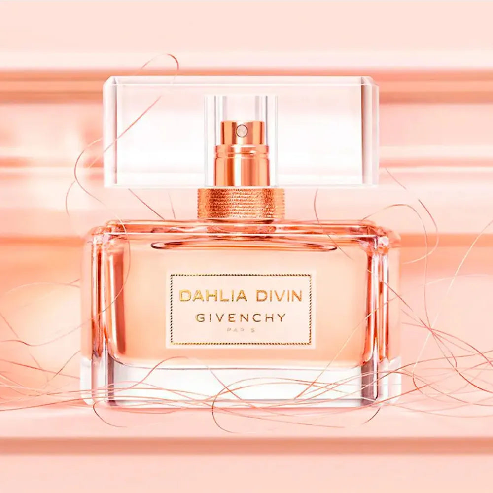 Frasco del perfume Givenchy Dahlia Divin diseño elegante femenino versión eau de toilette