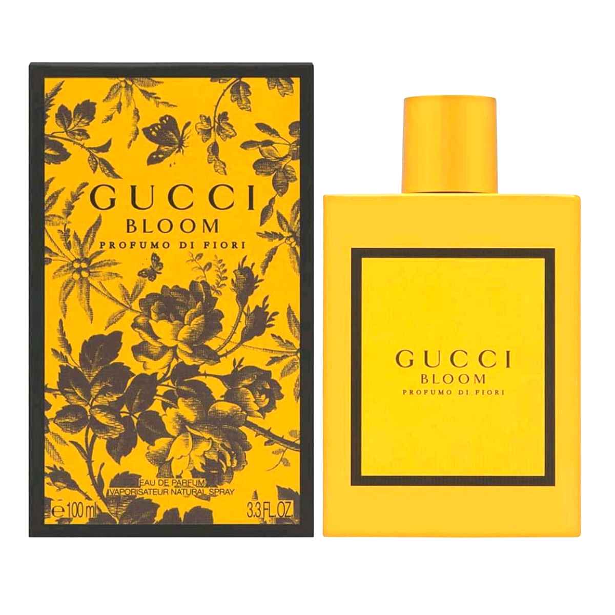 Perfume Gucci Bloom Profumo di Fiori EDP 100 ml para mujer en frasco amarillo vaporizador