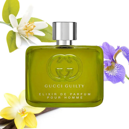 Caja del perfume Gucci Guilty Elixir Hombre con diseño distintivo y acabado premium