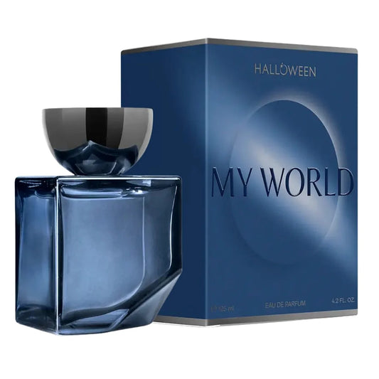 Halloween My World EDP 125ml para hombre, fragancia amaderada y especiada con una presentación elegante y moderna.
