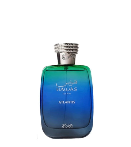 Rasasi Hawas Atlantis EDP presentación frontal perfume masculino