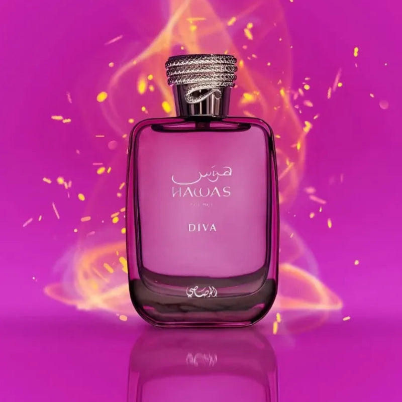 Frasco Hawas For Her Diva Rasasi 100ml diseño elegante femenino