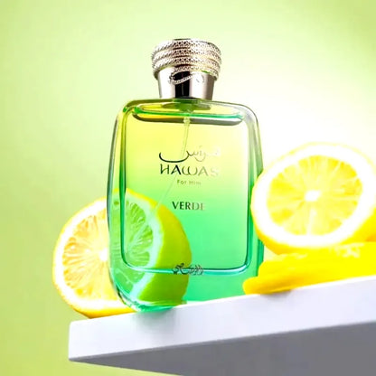 Frasco Hawas Verde Rasasi 100 ml diseño moderno masculino