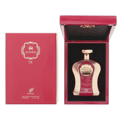 Vista frontal del perfume Highness IX Afnan fragancia unisex sofisticada