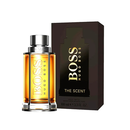Frasco de Hugo Boss The Scent EDT 100 ml, perfume aromático especiado para hombre