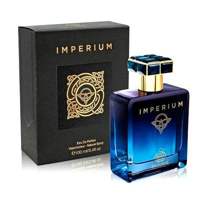 Perfume Imperium Exclusive Fragrance World 100ml Eau De Parfum para hombre con diseño elegante y fondo claro