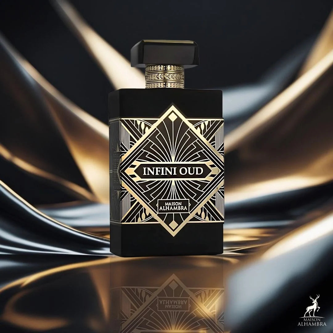 Vista lateral del perfume Infini Oud Maison Alhambra 100ml