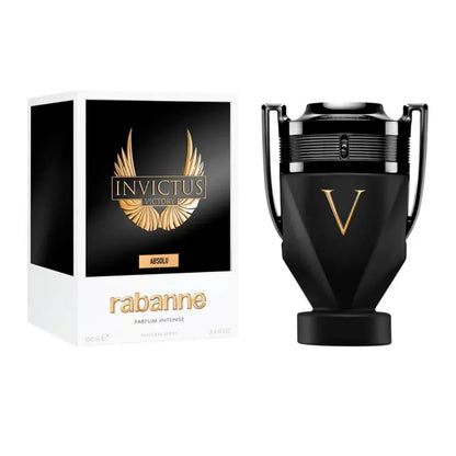 Perfume Rabanne Invictus Victory Absolu Parfum Intense 100 ml para hombre con frasco elegante y tonos oscuros símbolo de intensidad