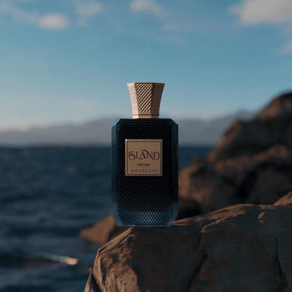 Presentación original del perfume Island Dreams Khadlaj 100ml