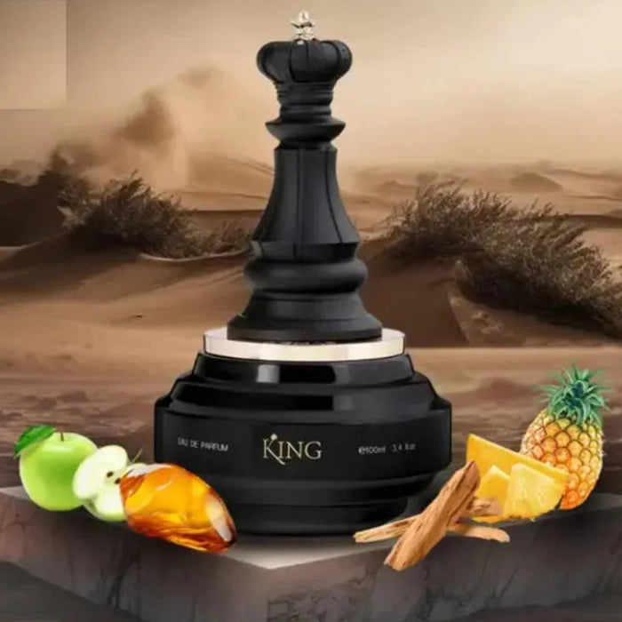 Vista lateral del perfume King Check Mate Armaf Eau De Parfum Hombre 100ml