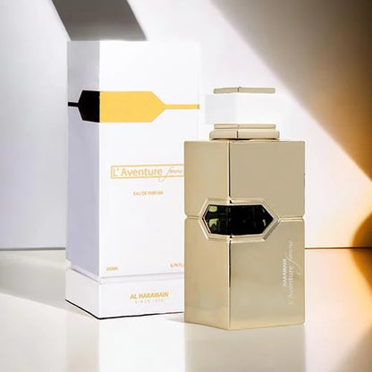 Fragancia femenina Al Haramain L´Aventure Femme 200ml con notas de piña rosa y vainilla