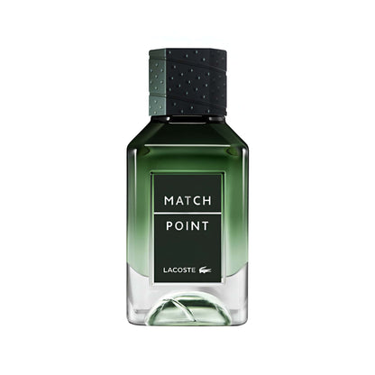 Fragancia masculina Lacoste Match Point con notas de lavanda cardamomo y haba tonka