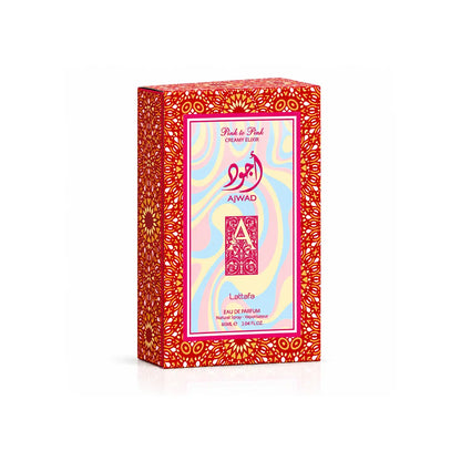 caja original de lattafa ajwad pink to pink creamy elixir edp 60 ml